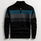 Men's Striped Zip Neck Pullover Sweater – Casual, Everyday Wear