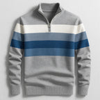 Men's Striped Zip Neck Pullover Sweater – Casual, Everyday Wear