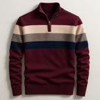 Men's Striped Zip Neck Pullover Sweater – Casual, Everyday Wear