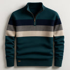Men's Striped Zip Neck Pullover Sweater – Casual, Everyday Wear