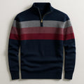 Men's Striped Zip Neck Pullover Sweater – Casual, Everyday Wear