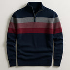 Men's Striped Zip Neck Pullover Sweater – Casual, Everyday Wear