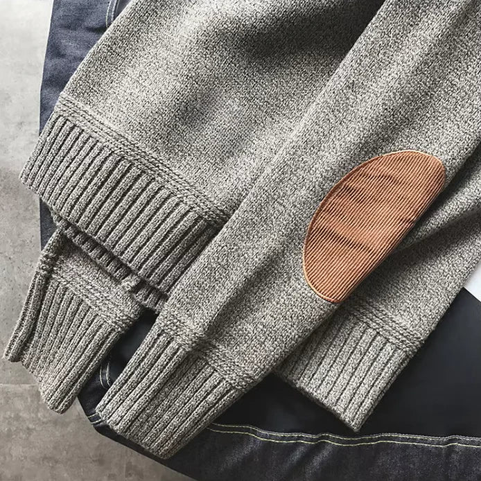 Men's Sweater Crew Neck with Elbow Patches – Casual, Everyday Wear