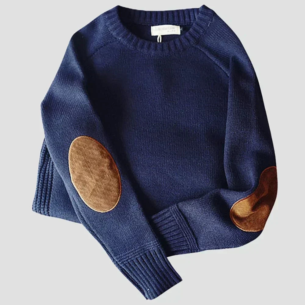 Men's Sweater Crew Neck with Elbow Patches – Casual, Everyday Wear