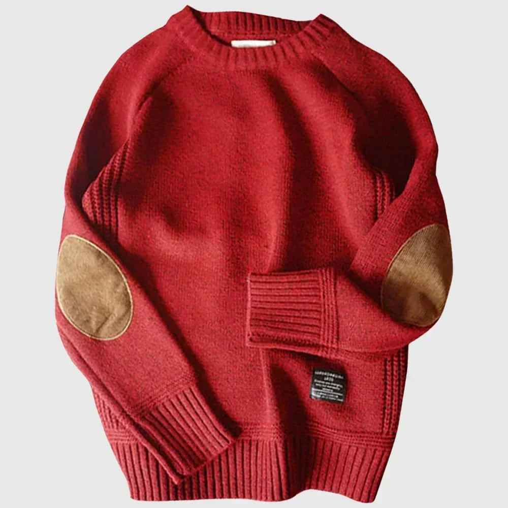 Men's Sweater Crew Neck with Elbow Patches – Casual, Everyday Wear