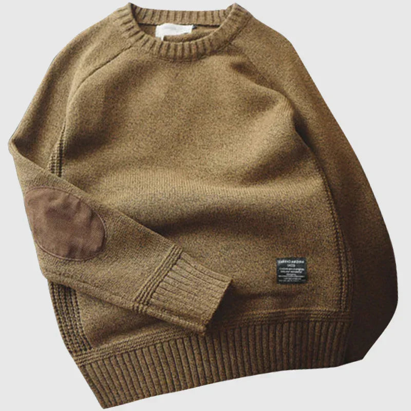 Men's Sweater Crew Neck with Elbow Patches – Casual, Everyday Wear