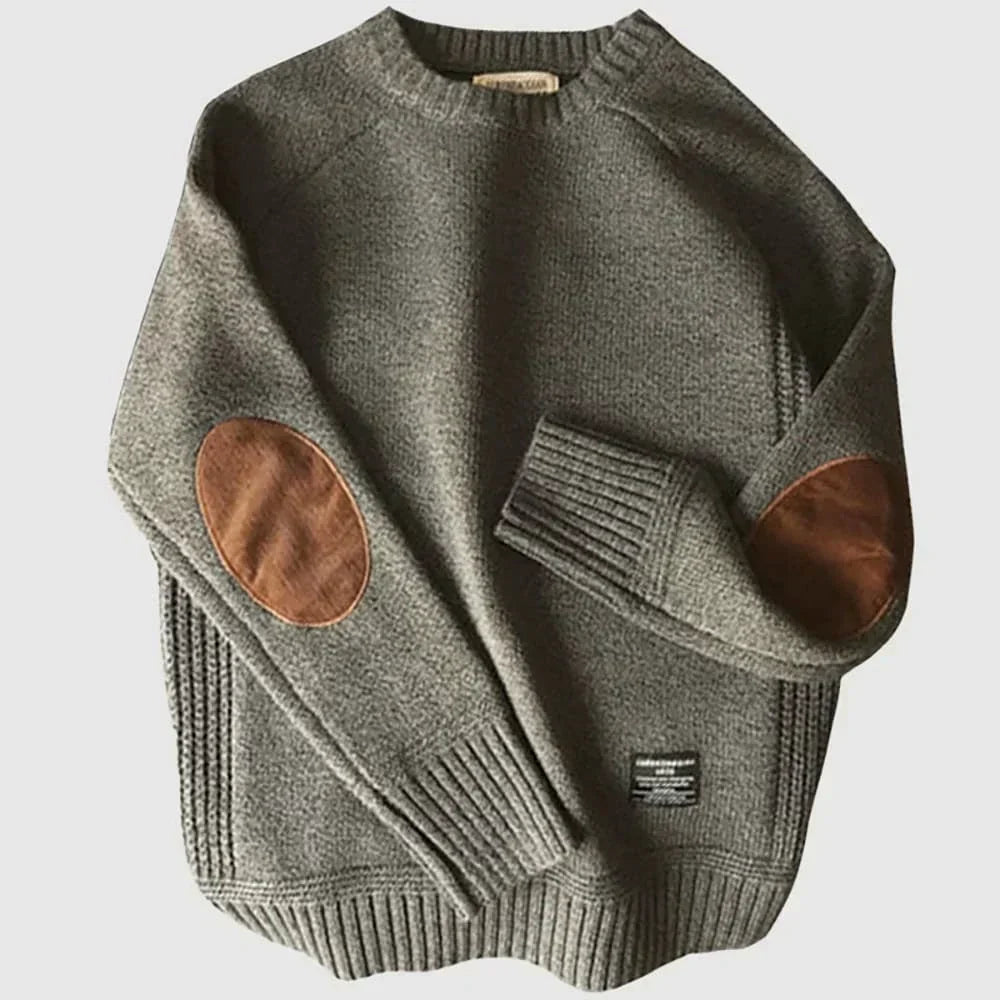 Men's Sweater Crew Neck with Elbow Patches – Casual, Everyday Wear