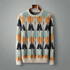 Men's Textured Sweater Lightweight Knit with Geometric Lines – Casual Wear, Everyday Style