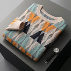 Men's Textured Sweater Lightweight Knit with Geometric Lines – Casual Wear, Everyday Style