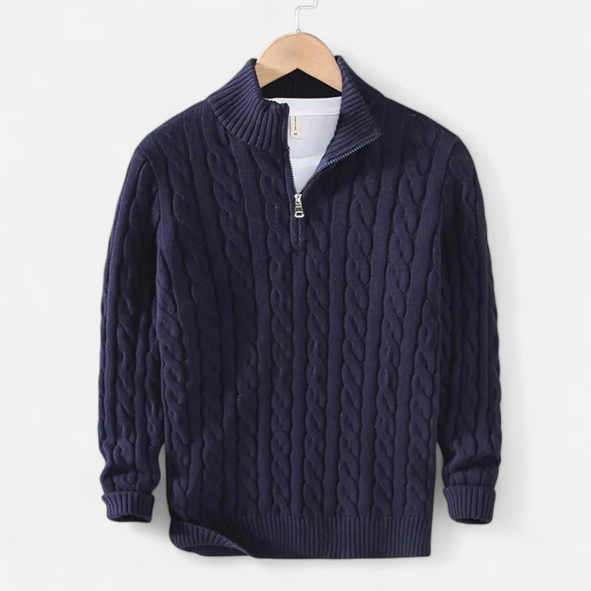 Men's Turtleneck Sweater with Zipper, Thick Fabric – Casual Wear, Winter Fashion