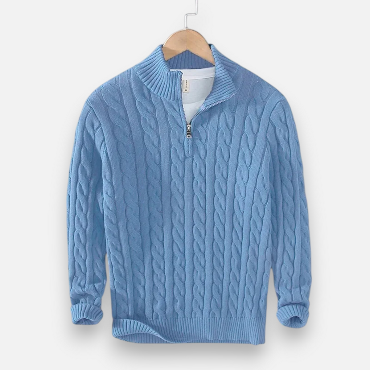 Men's Turtleneck Sweater with Zipper, Thick Fabric – Casual Wear, Winter Fashion