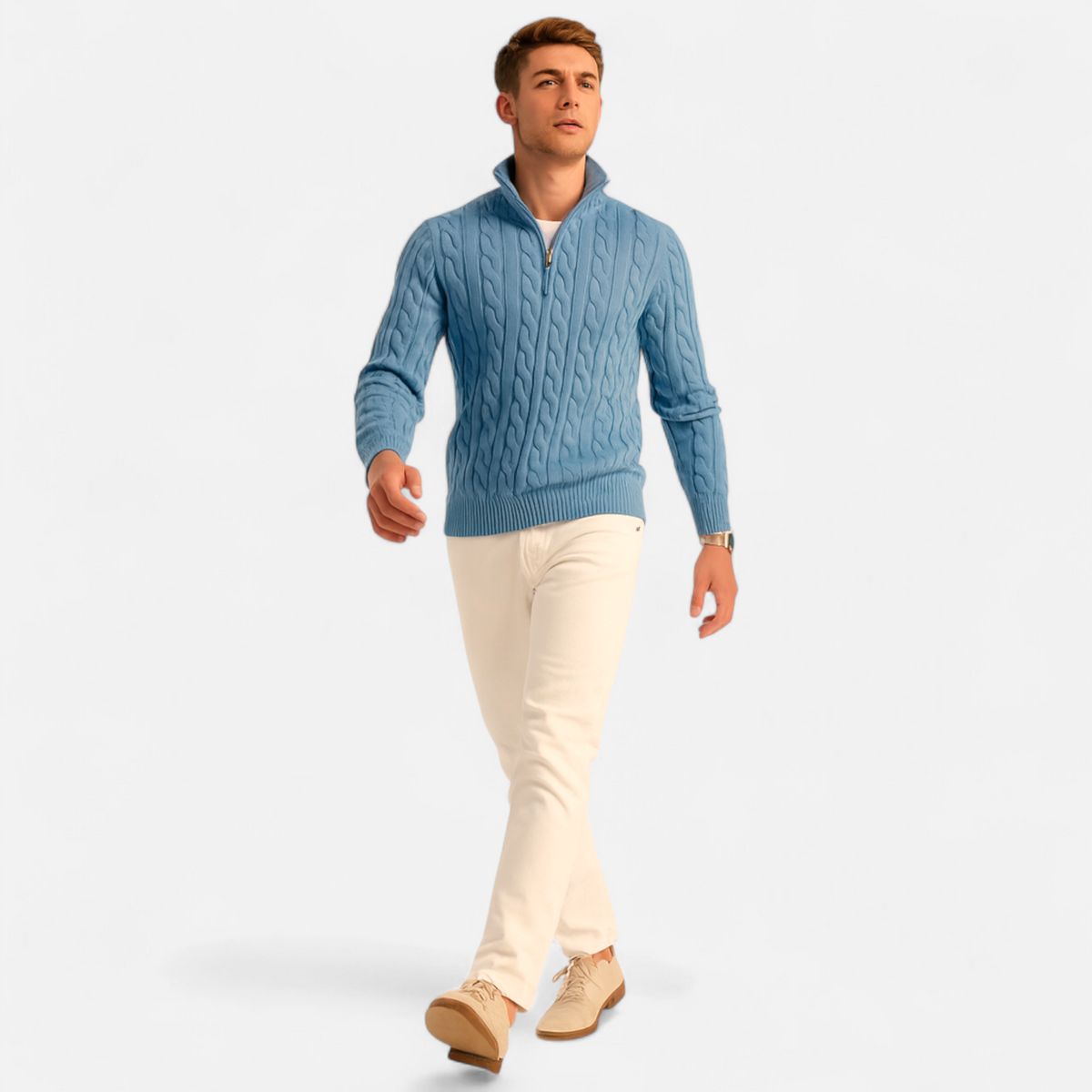 Men's Turtleneck Sweater with Zipper, Thick Fabric – Casual Wear, Winter Fashion