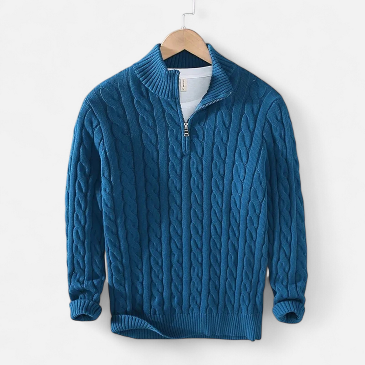 Men's Turtleneck Sweater with Zipper, Thick Fabric – Casual Wear, Winter Fashion