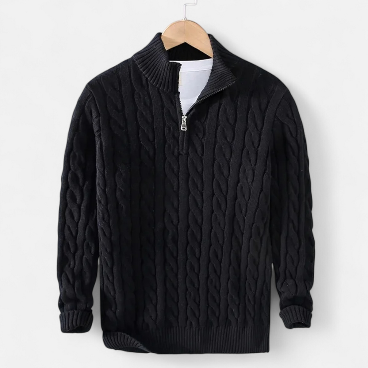 Men's Turtleneck Sweater with Zipper, Thick Fabric – Casual Wear, Winter Fashion