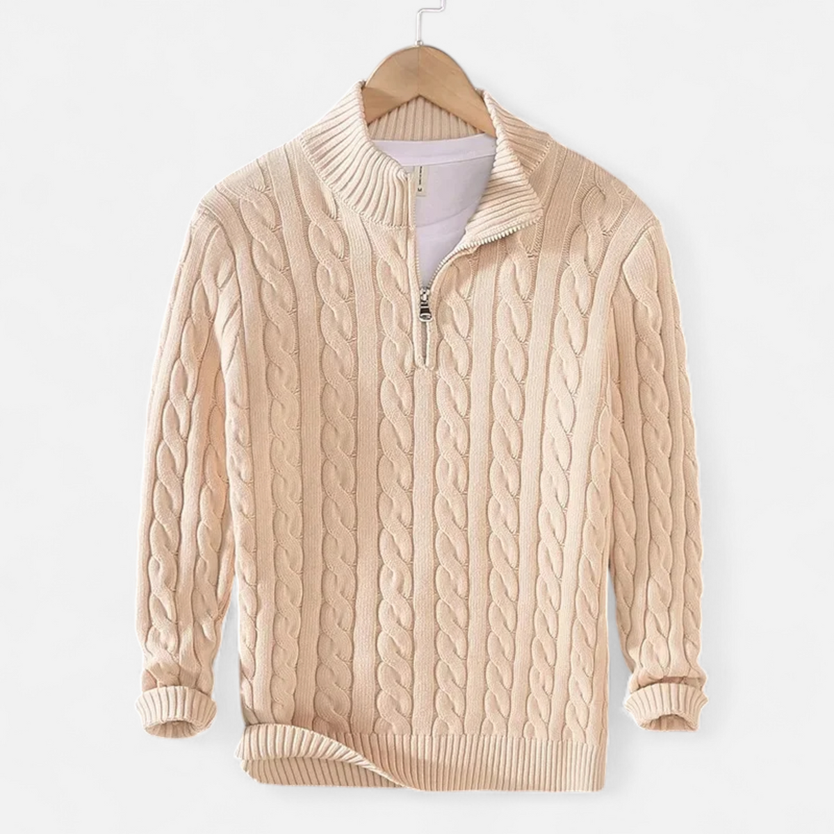 Men's Turtleneck Sweater with Zipper, Thick Fabric – Casual Wear, Winter Fashion