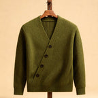 Men's V-Neck Cardigan - Ribbed Knit, Soft Fabric – Casual, Everyday Wear