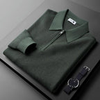 Men's Waffle-Knit Sweater with Zipper – Casual Wear, Layering