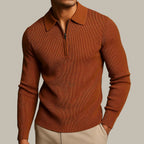 Men's Waffle-Knit Sweater with Zipper – Casual Wear, Layering