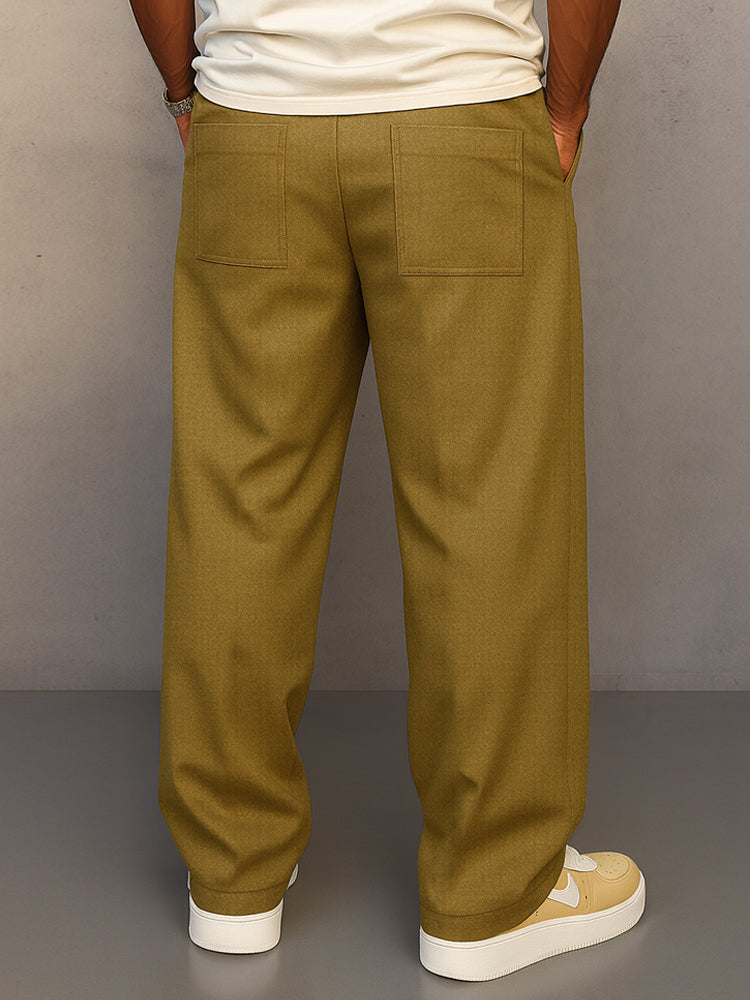 Men's Wide Leg Lounge Pants with Drawstring – Relaxed Fit, Casual Wear