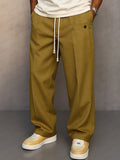 Men's Wide Leg Lounge Pants with Drawstring – Relaxed Fit, Casual Wear
