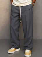 Men's Wide Leg Lounge Pants with Drawstring – Relaxed Fit, Casual Wear