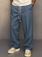 Men's Wide Leg Lounge Pants with Drawstring – Relaxed Fit, Casual Wear