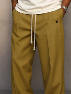 Men's Wide Leg Lounge Pants with Drawstring – Relaxed Fit, Casual Wear