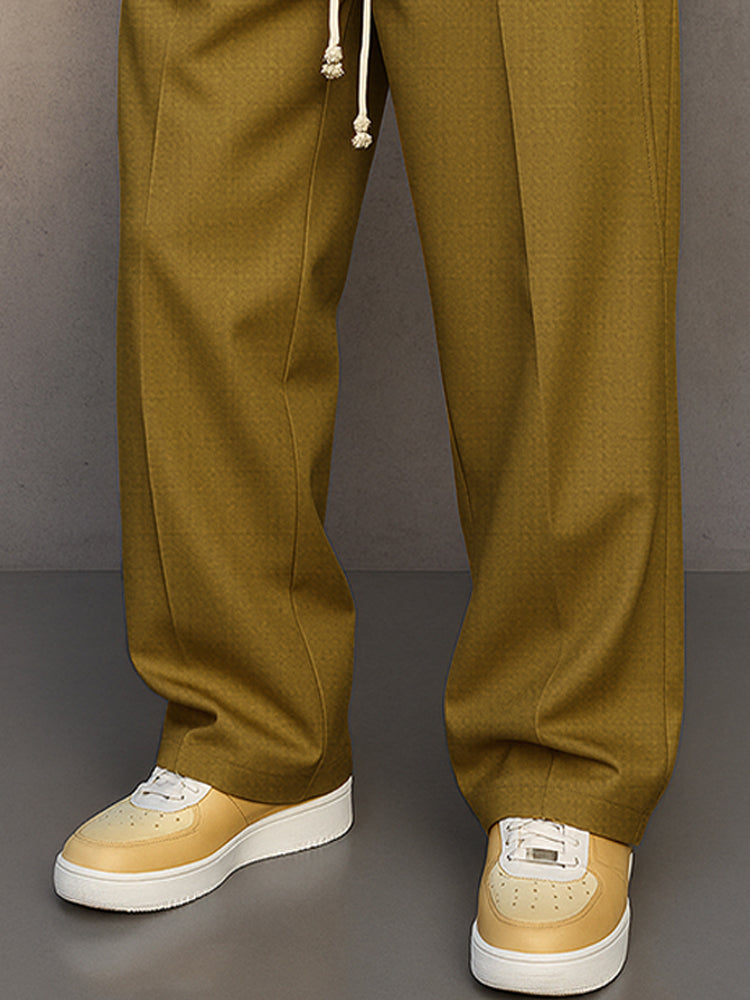 Men's Wide Leg Lounge Pants with Drawstring – Relaxed Fit, Casual Wear