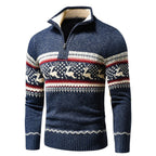 Men's Winter Sweater Cotton Blend with Zip and Collar – Casual, Holiday