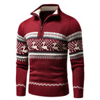 Men's Winter Sweater Cotton Blend with Zip and Collar – Casual, Holiday