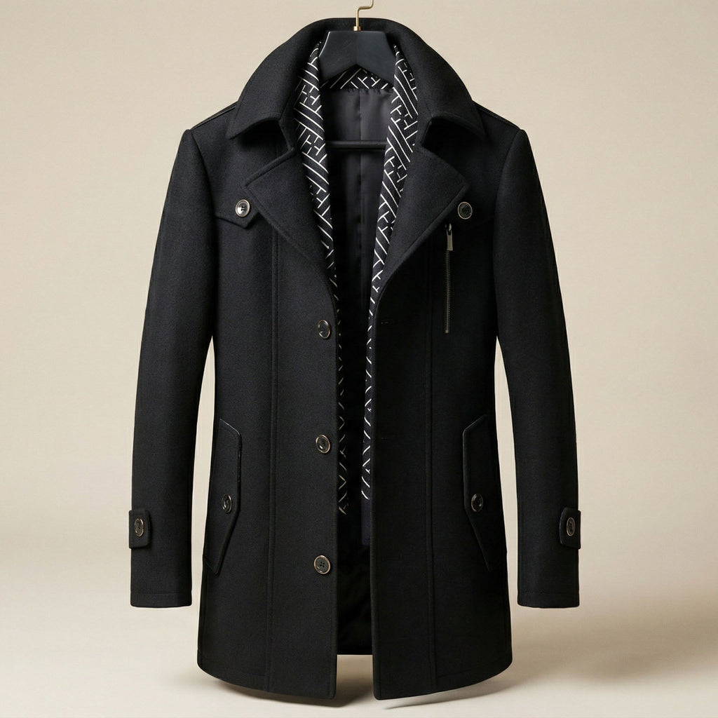 Men's Wool-Blend Scarf Coat – Winter Fashion, Warm Accessory