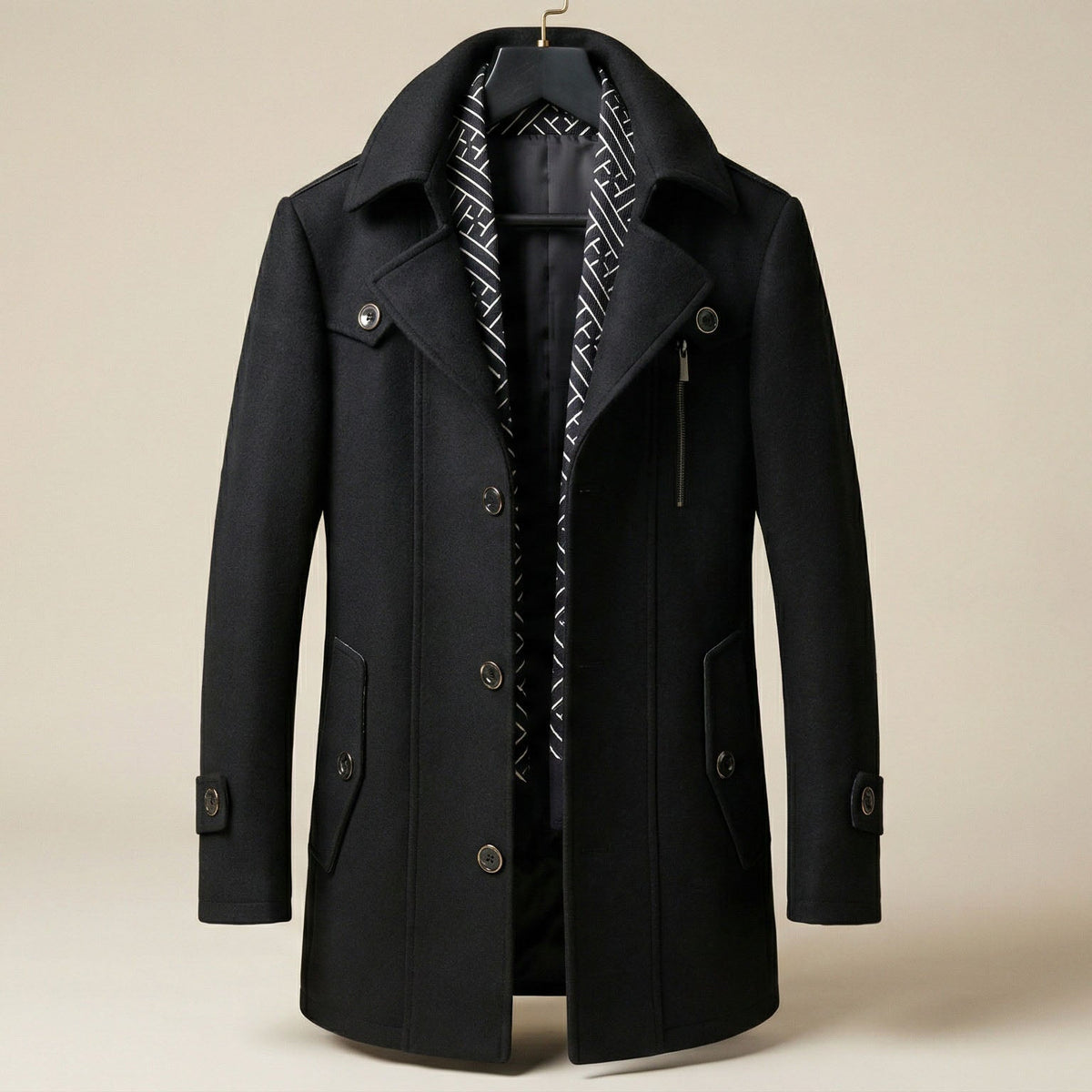Men's Wool-Blend Scarf Coat – Winter Fashion, Warm Accessory