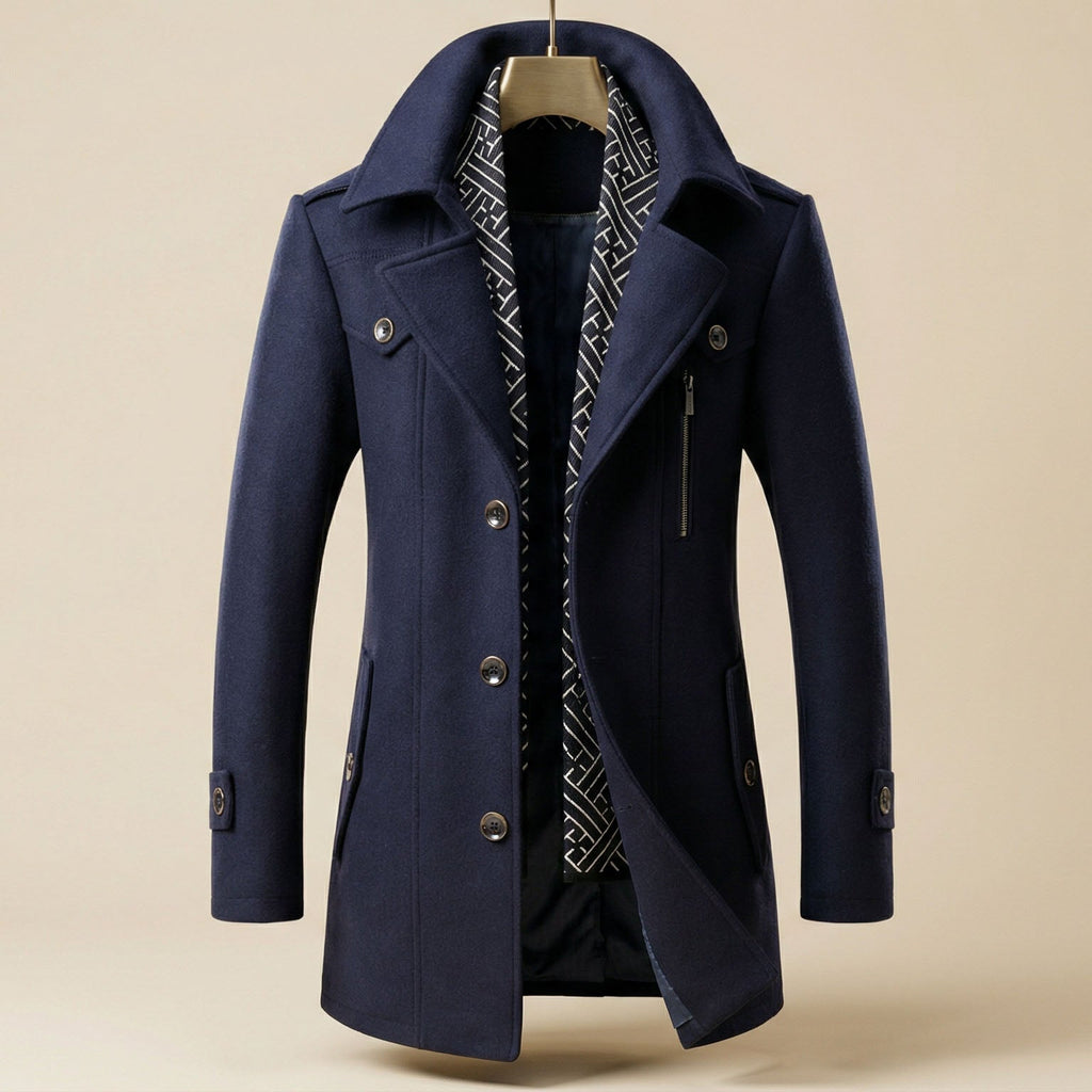 Men's Wool-Blend Scarf Coat – Winter Fashion, Warm Accessory
