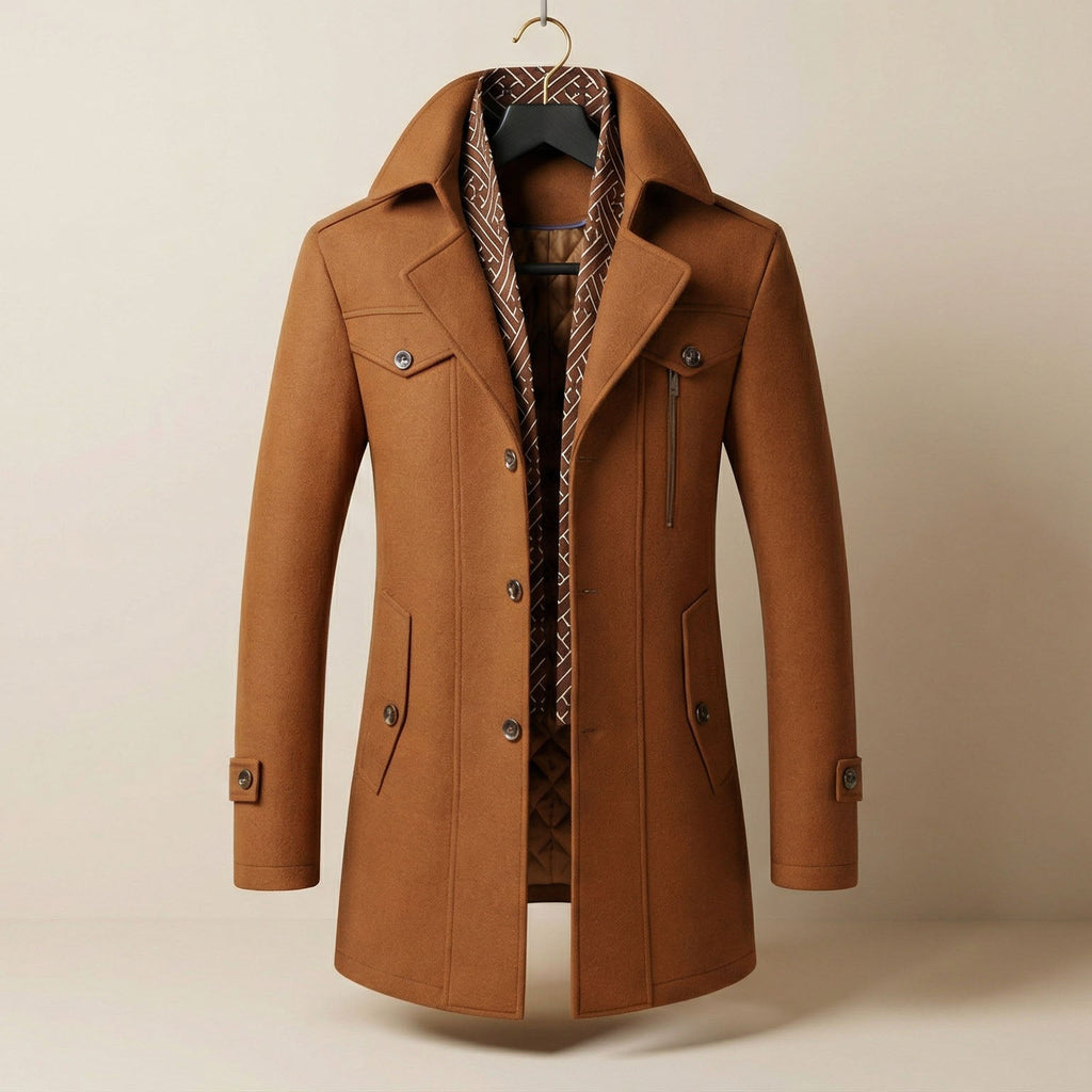 Men's Wool-Blend Scarf Coat – Winter Fashion, Warm Accessory
