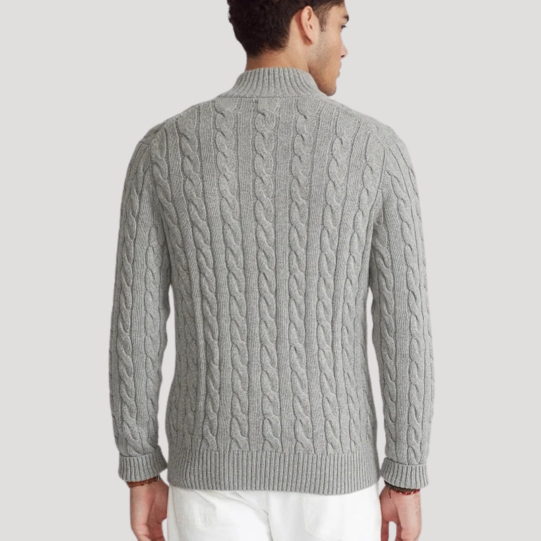 Men's Wool Cable-Knit Half-Zip Sweater – Casual, Office