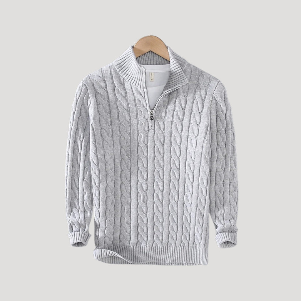 Men's Wool Cable-Knit Half-Zip Sweater – Casual, Office