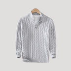 Men's Wool Cable-Knit Half-Zip Sweater – Casual, Office