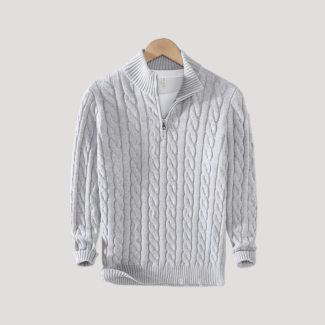 Men's Wool Cable-Knit Half-Zip Sweater – Casual, Office