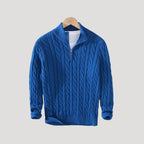 Men's Wool Cable-Knit Half-Zip Sweater – Casual, Office
