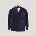 Men's Wool Cable-Knit Half-Zip Sweater – Casual, Office