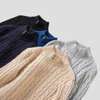 Men's Wool Cable-Knit Half-Zip Sweater – Casual, Office