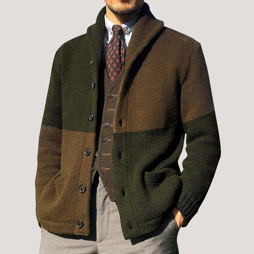 Men's Wool Cardigan with Shawl Collar – Elegant Winter Jacket, Stylish Layering