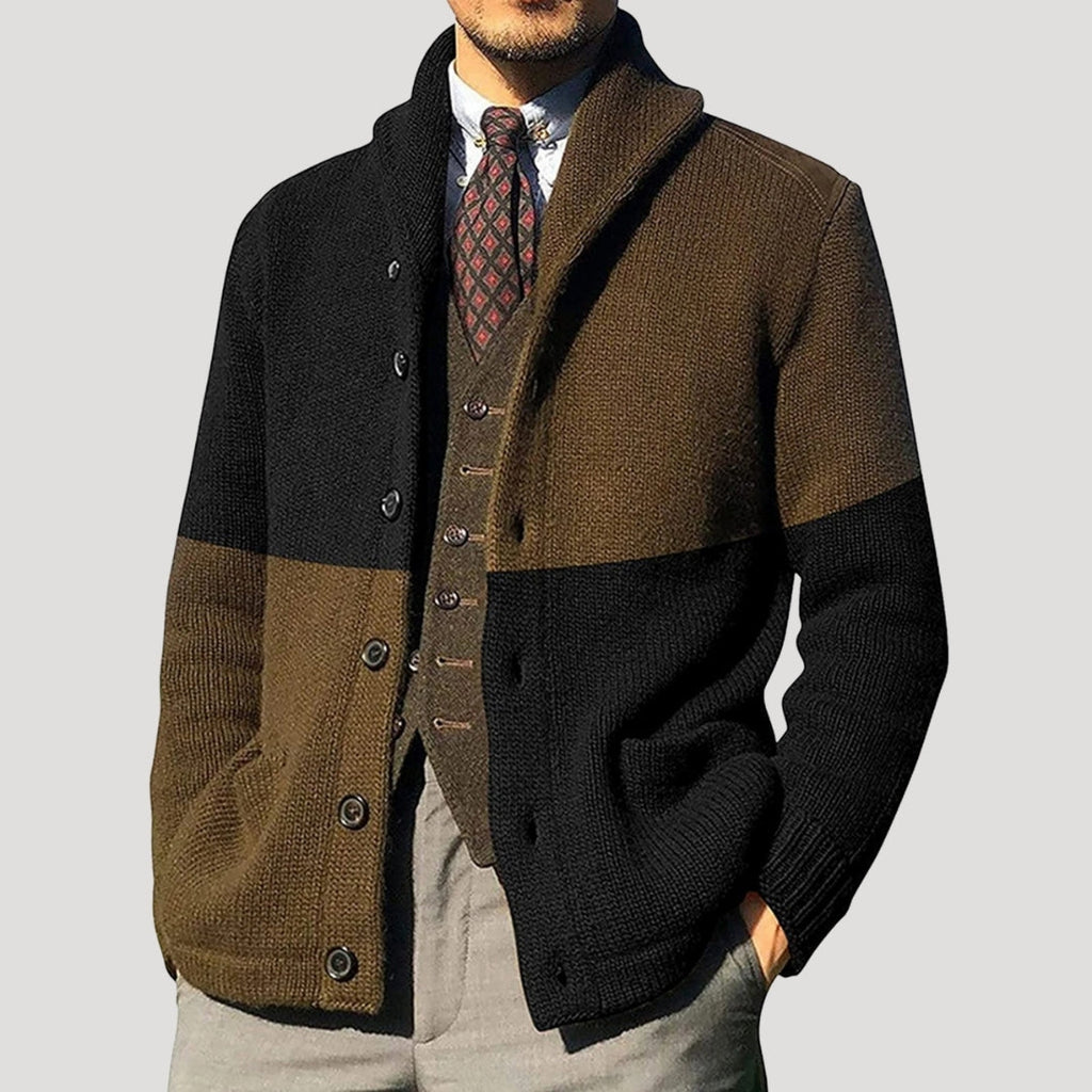 Men's Wool Cardigan with Shawl Collar – Elegant Winter Jacket, Stylish Layering