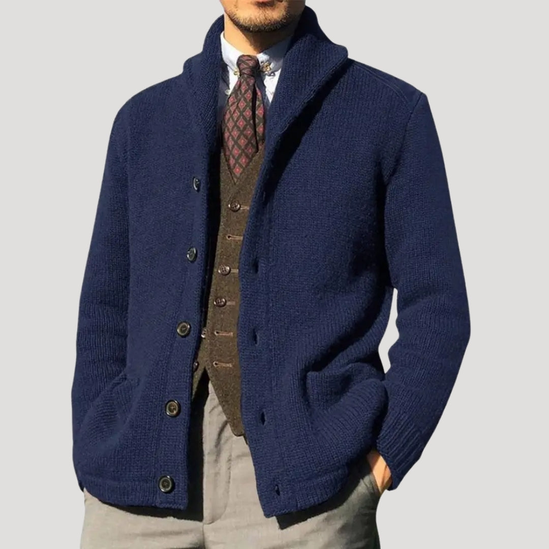 Men's Wool Cardigan with Shawl Collar – Elegant Winter Jacket, Stylish Layering