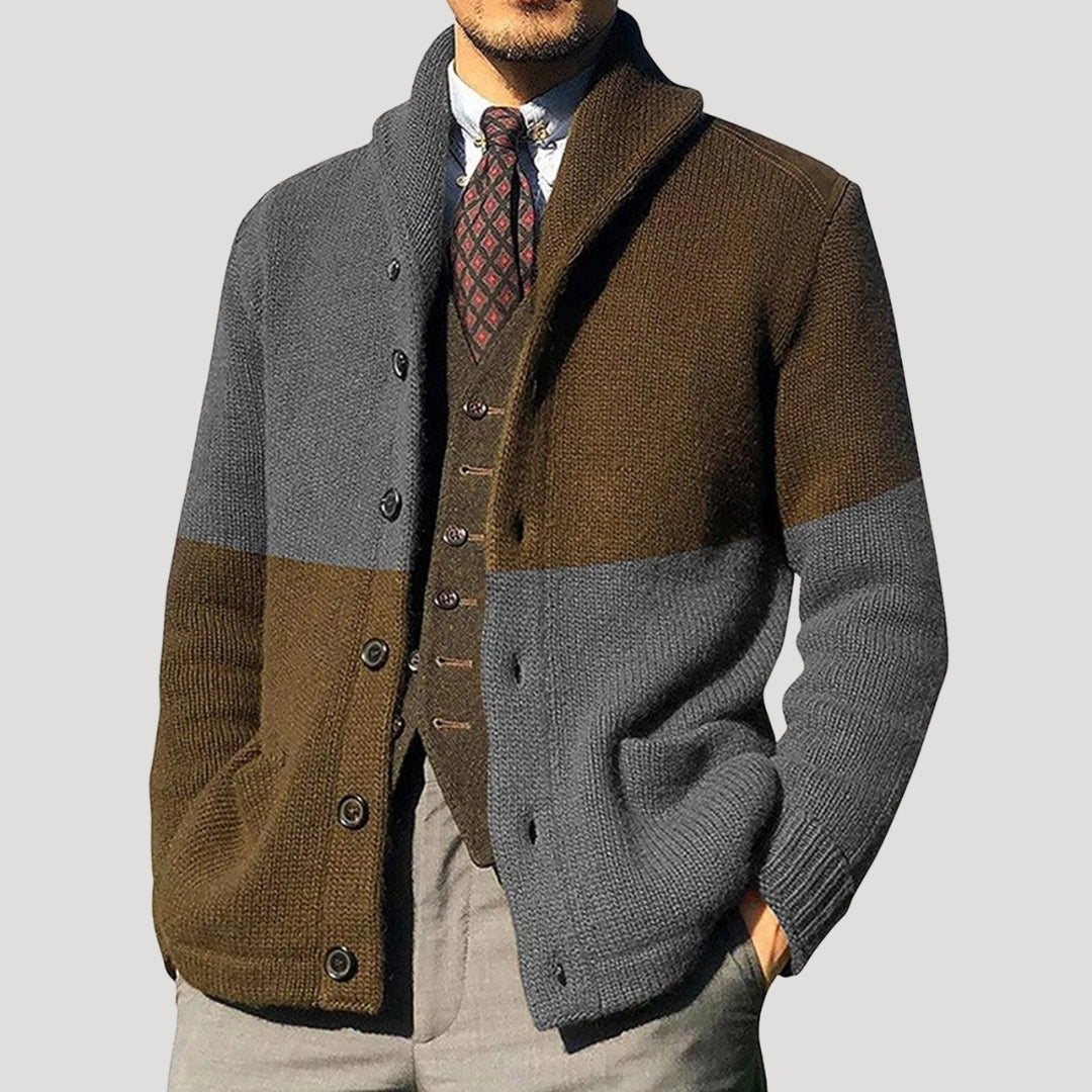 Men's Wool Cardigan with Shawl Collar – Elegant Winter Jacket, Stylish Layering