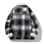 Men's Wool Jacket with Velvet Lining, Textured Plaid Weave – Casual, Office