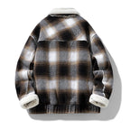 Men's Wool Jacket with Velvet Lining, Textured Plaid Weave – Casual, Office