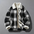 Men's Wool Jacket with Velvet Lining, Textured Plaid Weave – Casual, Office