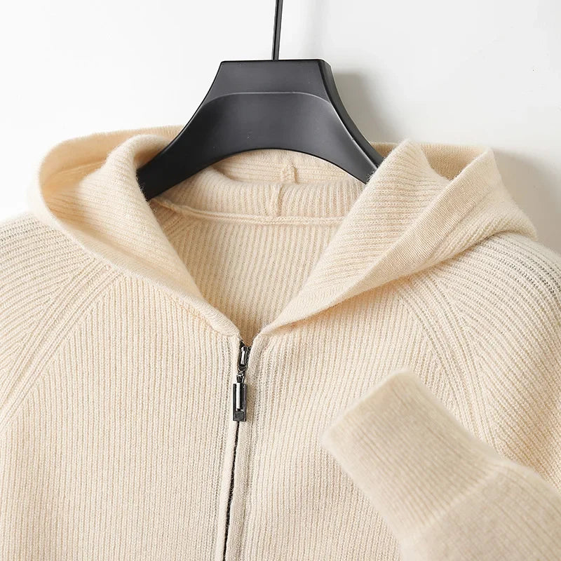 Men's Zip Sweater - Elegant Knit for Business, Casual Wear