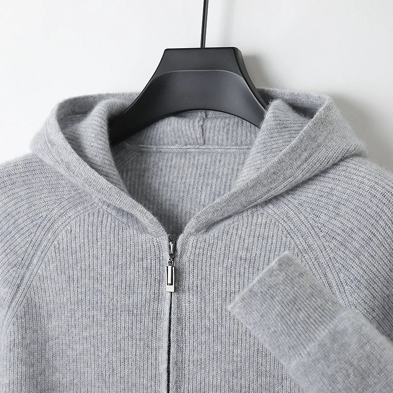 Men's Zip Sweater - Elegant Knit for Business, Casual Wear